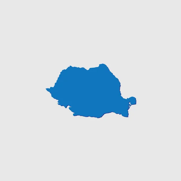 Blue Illustrated Country Shape Shadow Romania — Stok Vektör