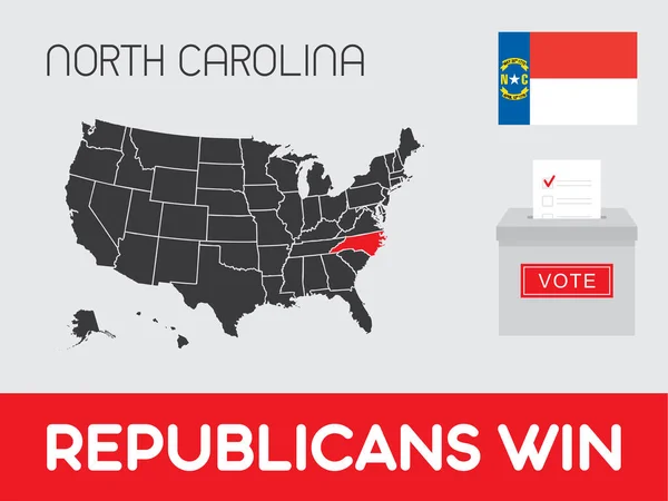 Estados Unidos Votación Republicano Carolina Del Norte Carolina Del Norte — Vector de stock