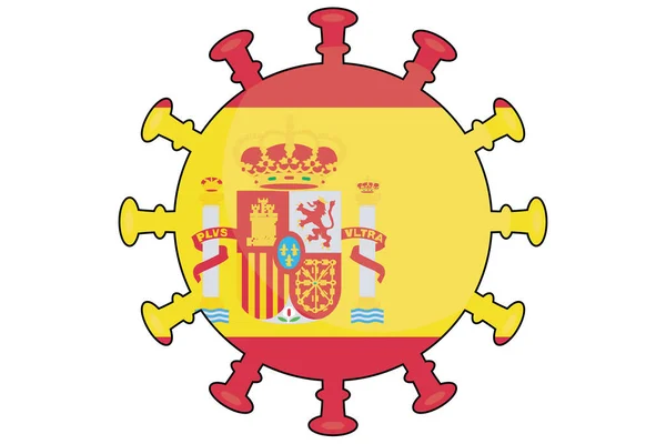 Illustrated Virus Flag Country Spain — 스톡 벡터