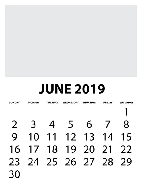 Calendario Aislado Segundo Plano Junio — Vector de stock