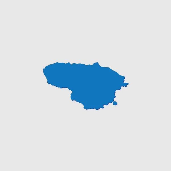 Blauw Geïllustreerd Land Vorm Met Schaduw Van Litouwen — Stockvector