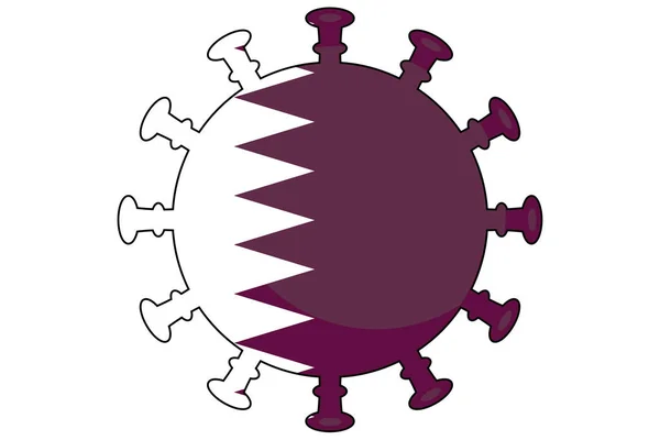 Illustrated Virus Flag Country Qatar — Stock Vector