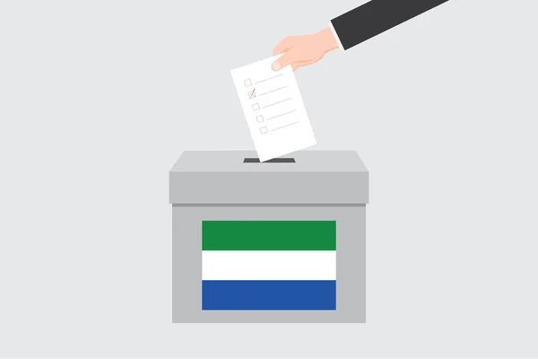 Ballot Box Met Een Geïllustreerde Vlag Voor Het Land Sierra — Stockvector