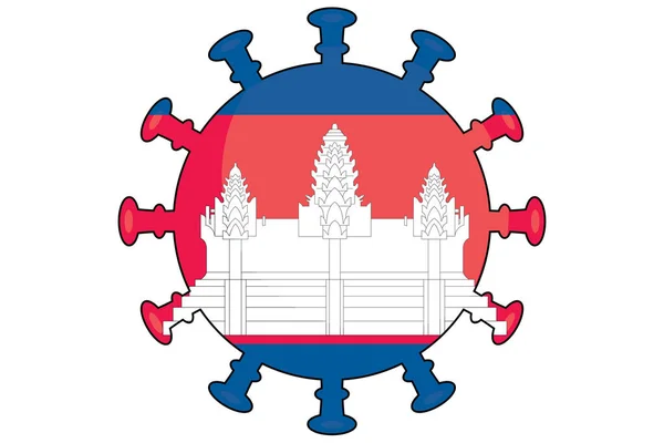 Geïllustreerde Virusvlag Voor Het Land Cambodja — Stockvector