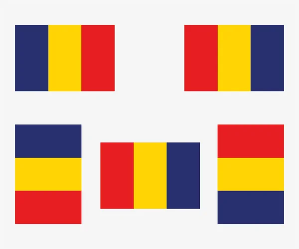 Εικονογραφημένη Σημαία Χώρας Αντανάκλαση Και Περιστροφή Της Ρουμανίας — Διανυσματικό Αρχείο