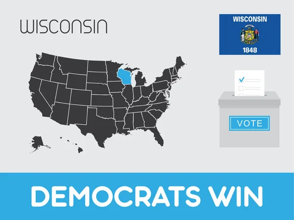 States Voting Democratic_Wisconsin Wisconsin — Stock Vector