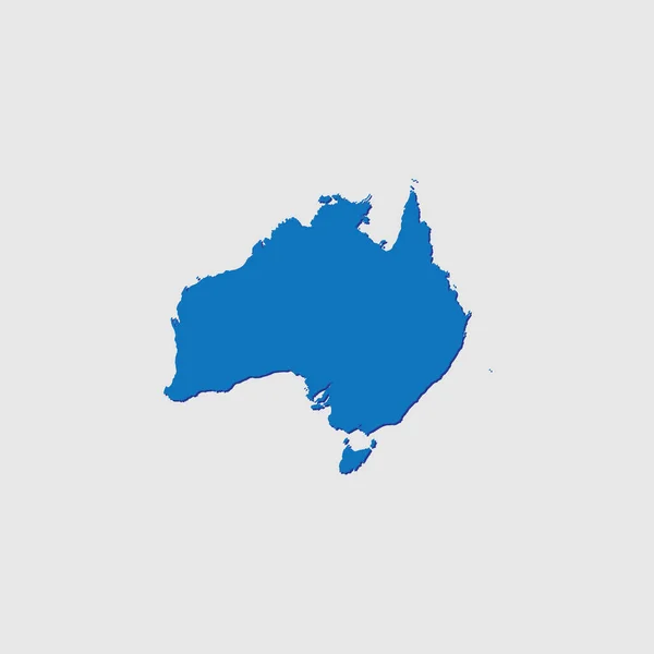Blauw Geïllustreerd Land Vorm Met Schaduw Van Australië — Stockvector
