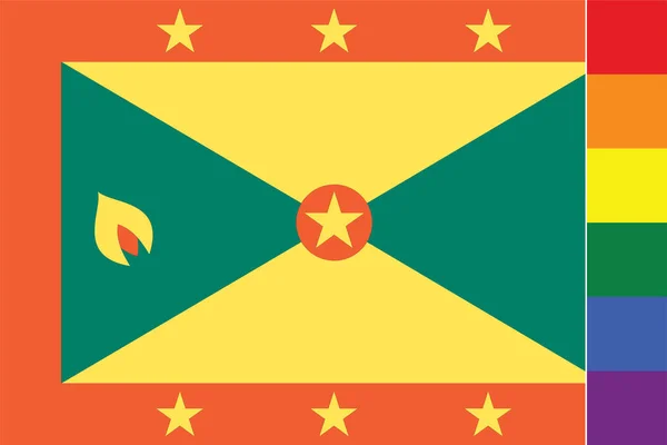 Bandiera Illustrata Paese Grenada — Vettoriale Stock