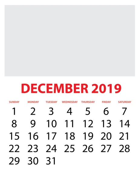 Kalender Isolerad Bakgrund December — Stock vektor