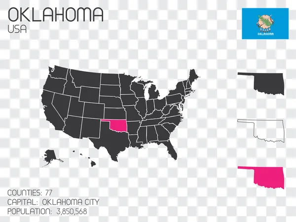 Estados Unidos América Ilustración Con Estado Seleccionado Oklahoma — Vector de stock