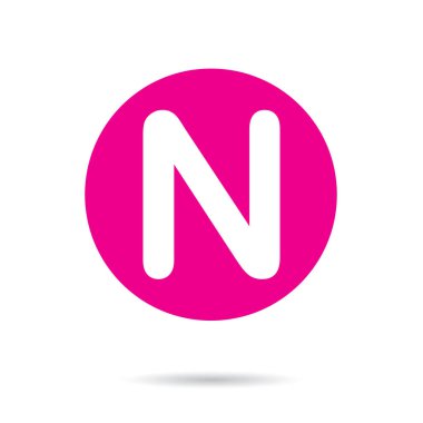 N harfinin pembe vektör simgesi ya da düğmesi