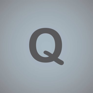 Gri arkaplanda Q harfi vektör simgesi izole edildi 