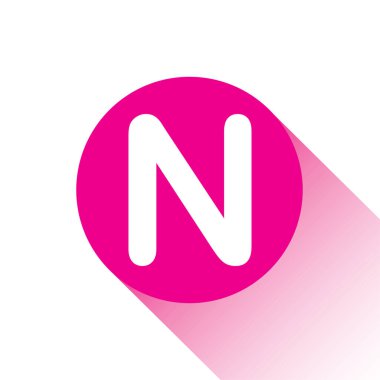 N harfinin pembe vektör simgesi ya da düğmesi