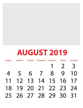 Bir Arkaplanda İzole Edilmiş Takvim Ağustos