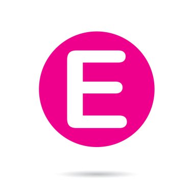 E harfinin pembe vektör simgesi veya düğmesi