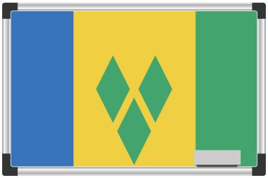Saint Vincents ve Grenadines için Beyaz Tahtada Resimli Bayrak