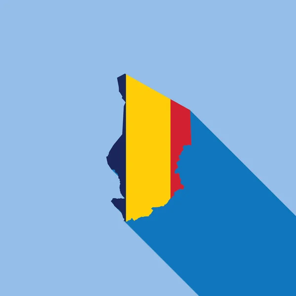 País Delineado Wint Bandera Relleno Vector Ilustración Chad — Archivo Imágenes Vectoriales