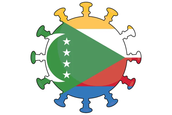 Bandera Virus Ilustrada Del País Las Comoras — Vector de stock