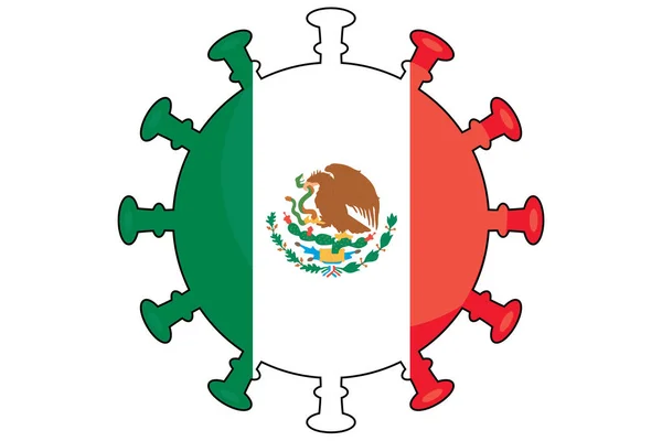 Meksika Için Resimli Virüs Bayrağı — Stok Vektör