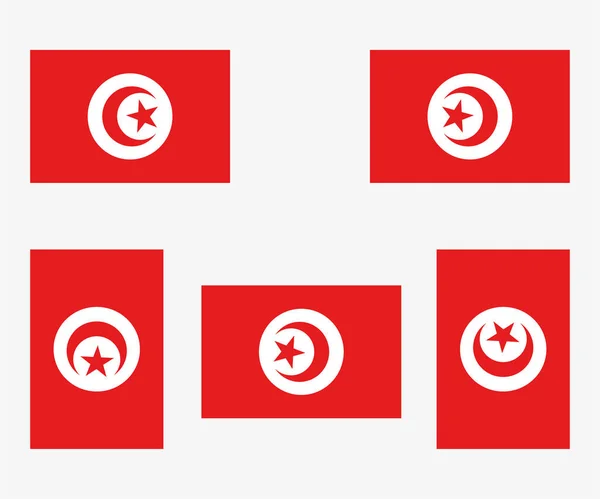 Drapeau Pays Illustré Réfléchi Tourné Tunisie — Image vectorielle