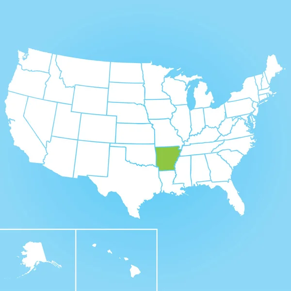 Mapa Wektorowa Amerykańskiego Stanu Arkansas — Wektor stockowy