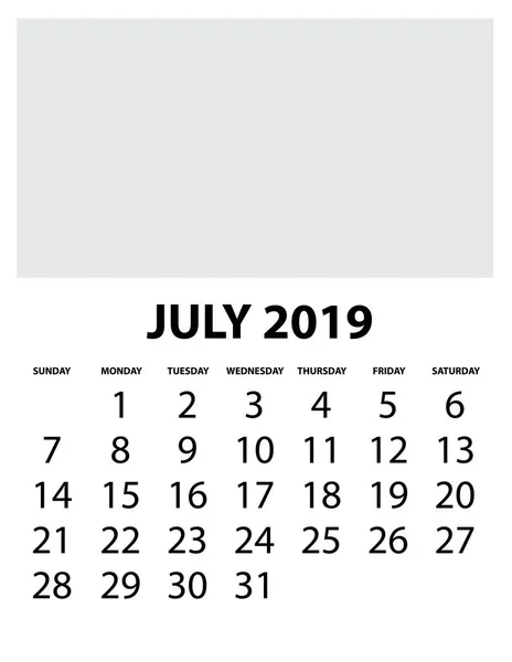 Kalender Terisolasi Pada Juli Latar Belakang - Stok Vektor