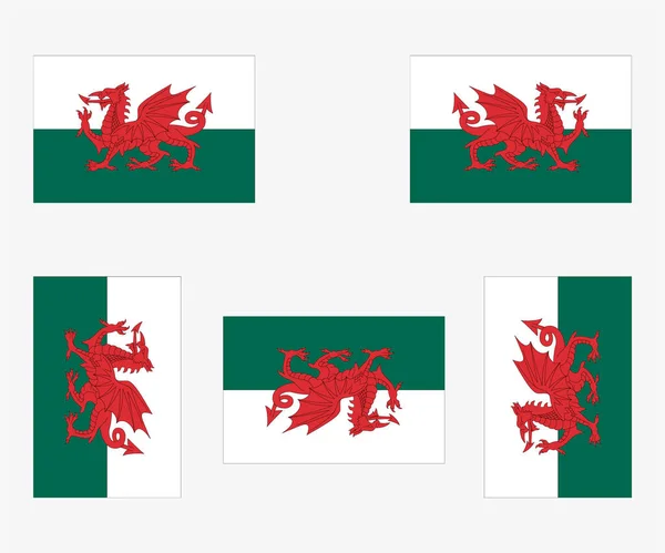 Abgebildete Landesflagge Von Wales Reflektiert Und Gedreht — Stockvektor