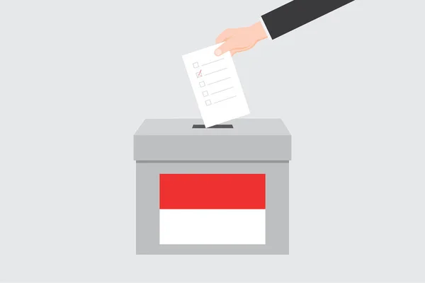 Ballot Box Met Een Geïllustreerde Vlag Voor Het Land Indonesië — Stockvector