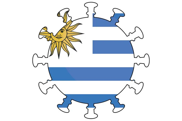 Illustrated Virus Flag Country Uruguay — Stock Vector