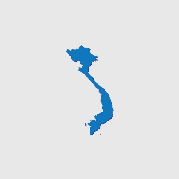 Forme Pays Illustré Bleu Avec Ombre Vietnam — Image vectorielle