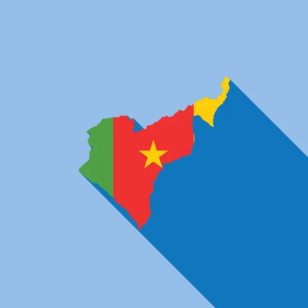 País Delineado Wint Bandera Relleno Vector Ilustración Camerún — Vector de stock