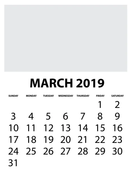 Kalender Isolerad Bakgrund Mars — Stock vektor