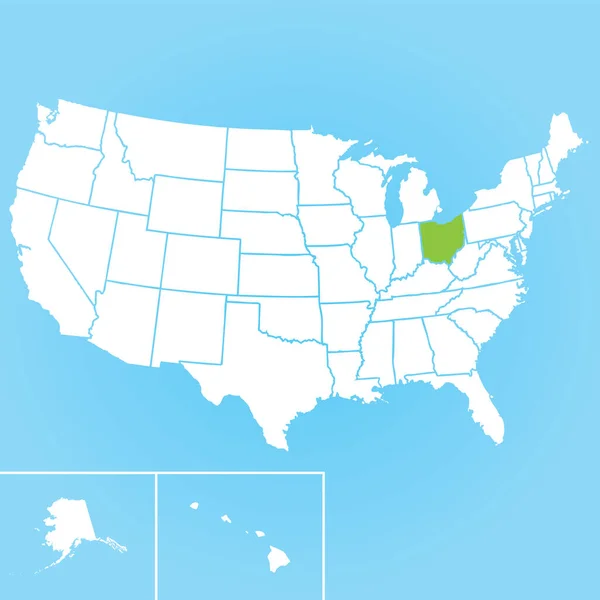 Mapa Vetorial Estado Norte Americano Ohio — Vetor de Stock