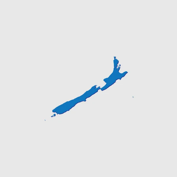 Blauw Geïllustreerd Land Vorm Met Schaduw Van Nieuw Zeeland — Stockvector