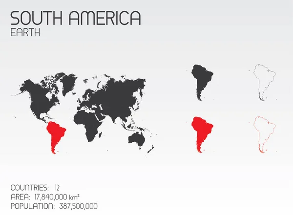 Ilustração Forma Continente América Sul — Vetor de Stock