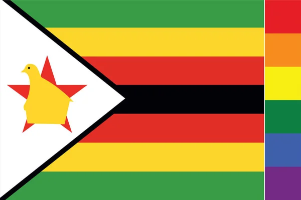 Εικονογραφημένη Σημαία Για Χώρα Της Ζιμπάμπουε — Διανυσματικό Αρχείο