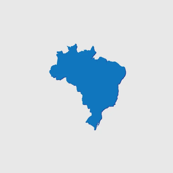 Azul Illustrated Country Shape Con Sombra Brasil — Vector de stock