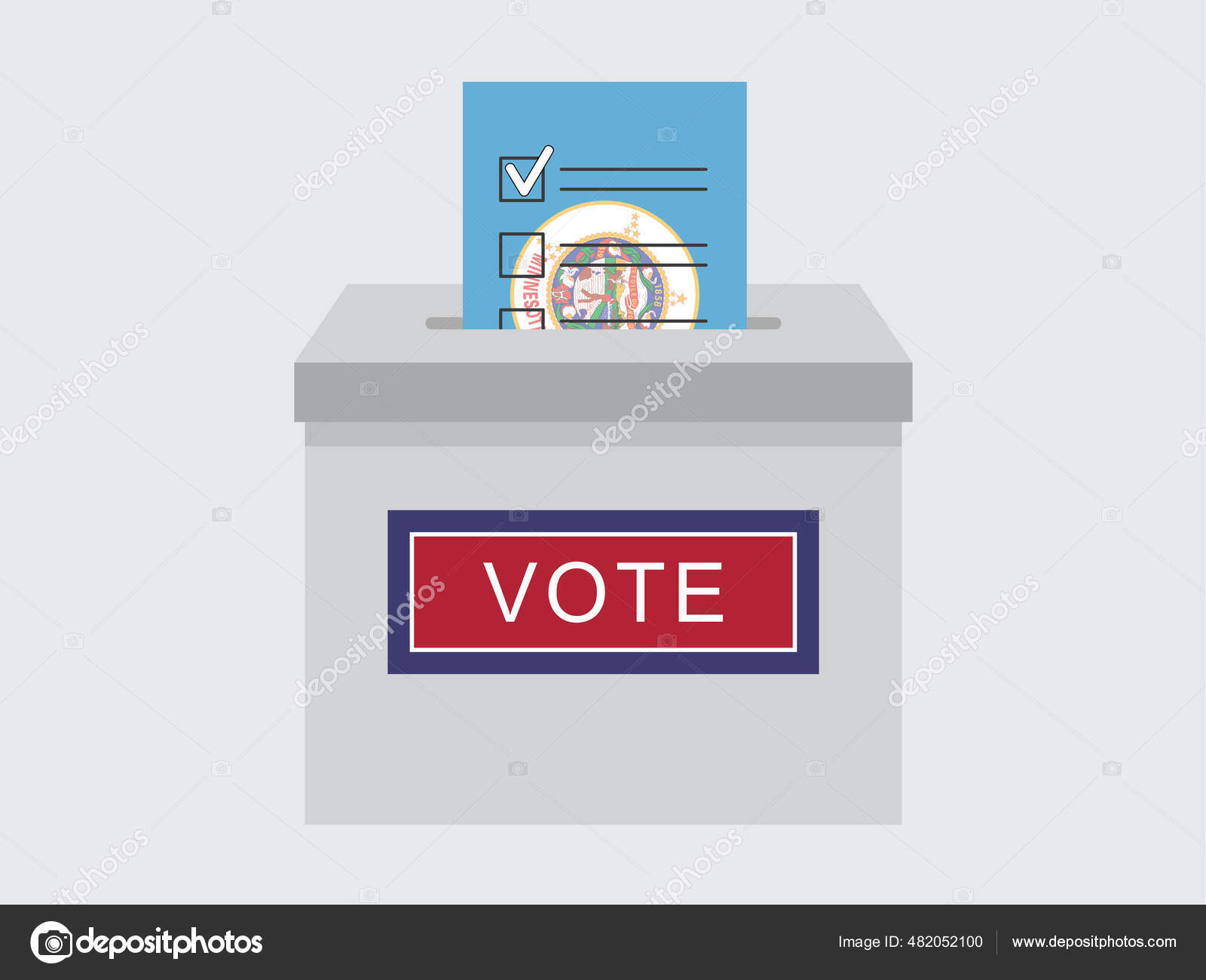 United States America Voting Illustration State Minnesota Stock Vector