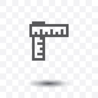 Cetvel, şeffaf arkaplanda izole edilmiş vektör simgesinin üzerinden geçti