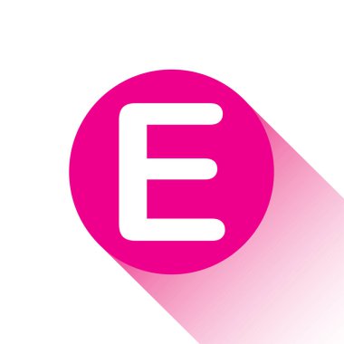 E harfinin pembe vektör simgesi veya düğmesi