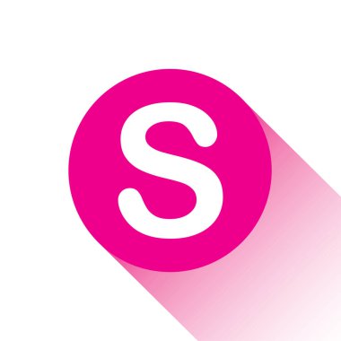 S harfinin pembe vektör simgesi veya düğmesi
