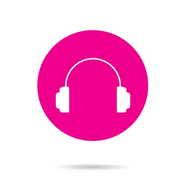 Pembe arka planda izole edilmiş kulaklık simgesi. vektör illüstrasyonu