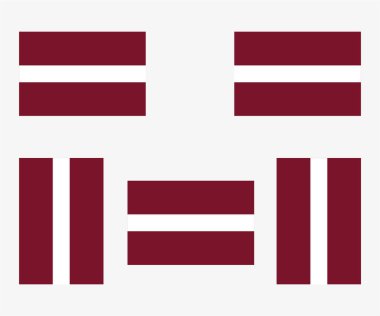 Illustrated Ülke Bayrağı Letonya 'nın Yansıması ve Dönüşü