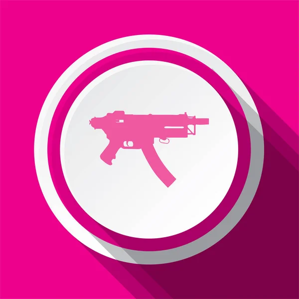Roze Ronde Vector Pictogram Ontwerp Van Machine Gun — Stockvector