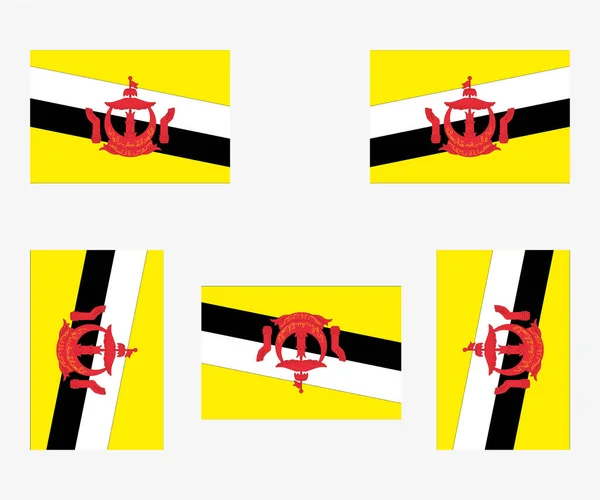 Illustrerad Country Flag Reflekterad Och Roterad Brunei — Stock vektor