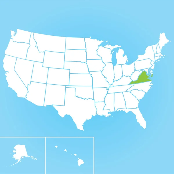 Mapa Wektorowa Stanu Wirginia Usa — Wektor stockowy