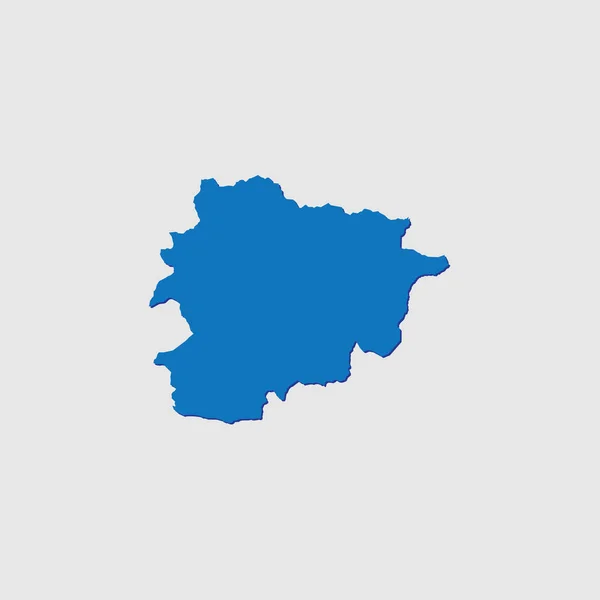 Forme Pays Illustré Bleu Avec Ombre Andorre — Image vectorielle