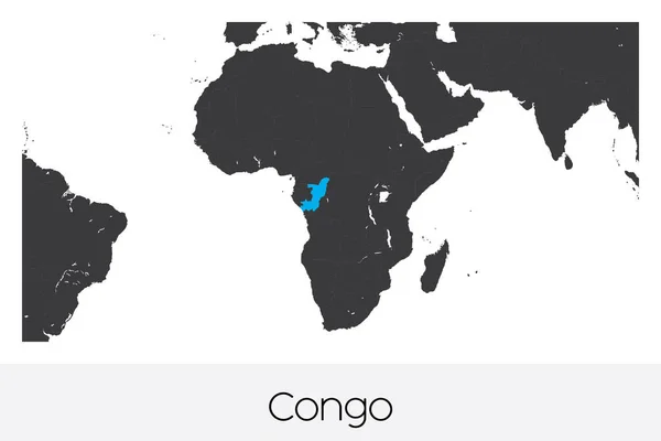 País Ilustrado Forma Congo — Vetor de Stock