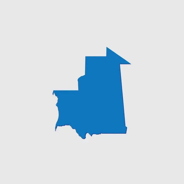 Blue Illustrated Country Shape Shadow Mauritania — 스톡 벡터