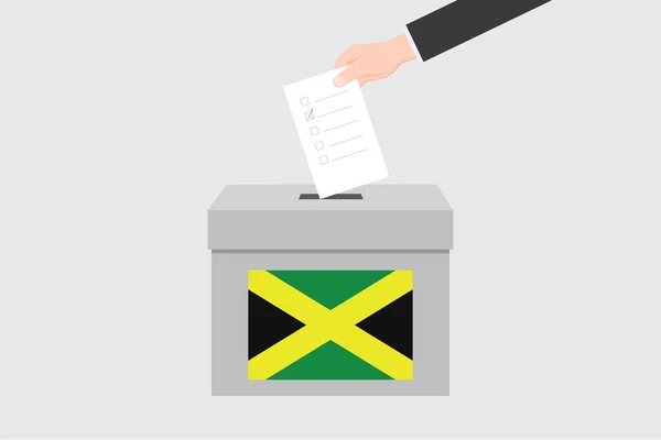 Ballot Box Illustrated Flag Country Jamaica — Stock Vector